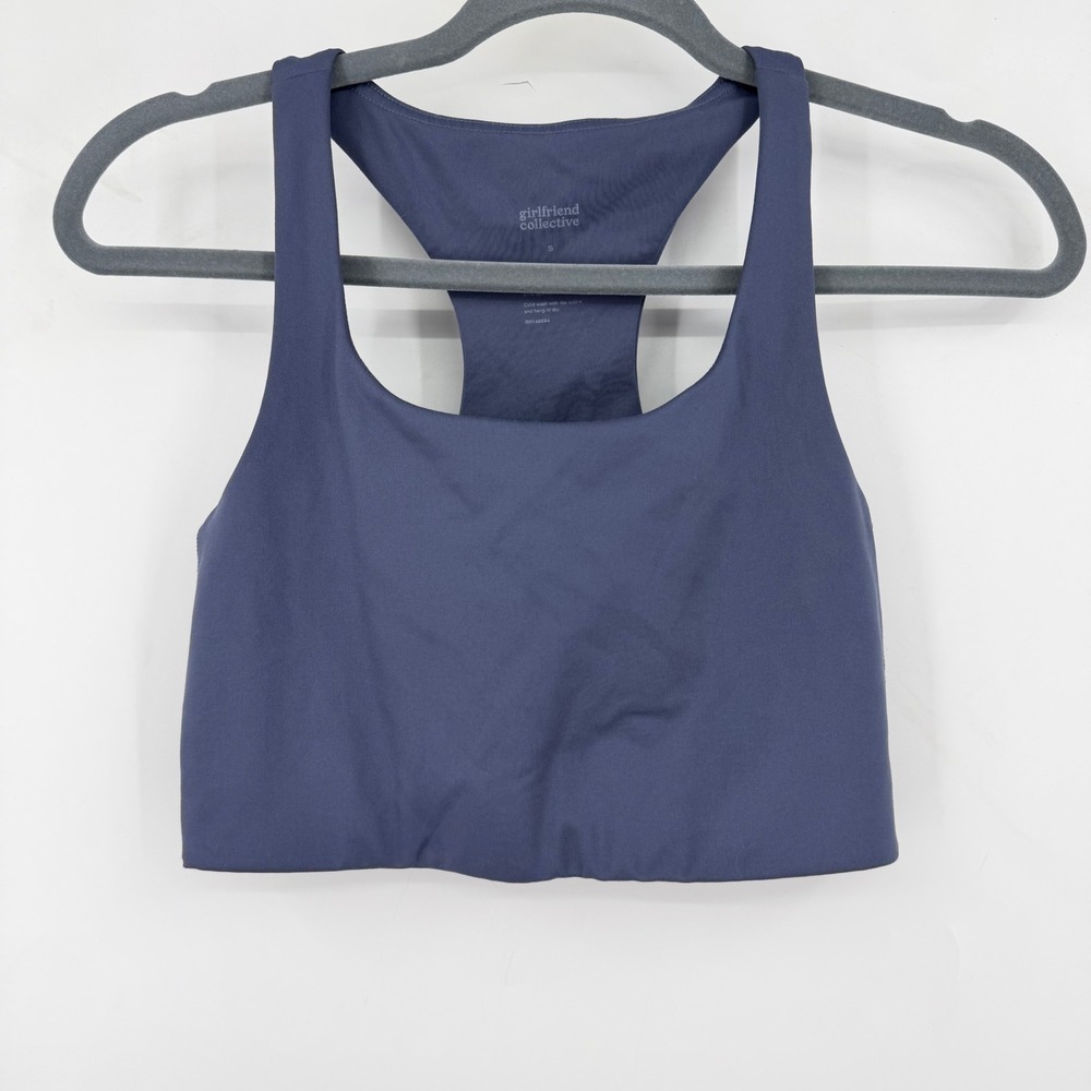 Girlfriend Collective Topanga Bra Womens Small Blue Racerback Sustainable Active